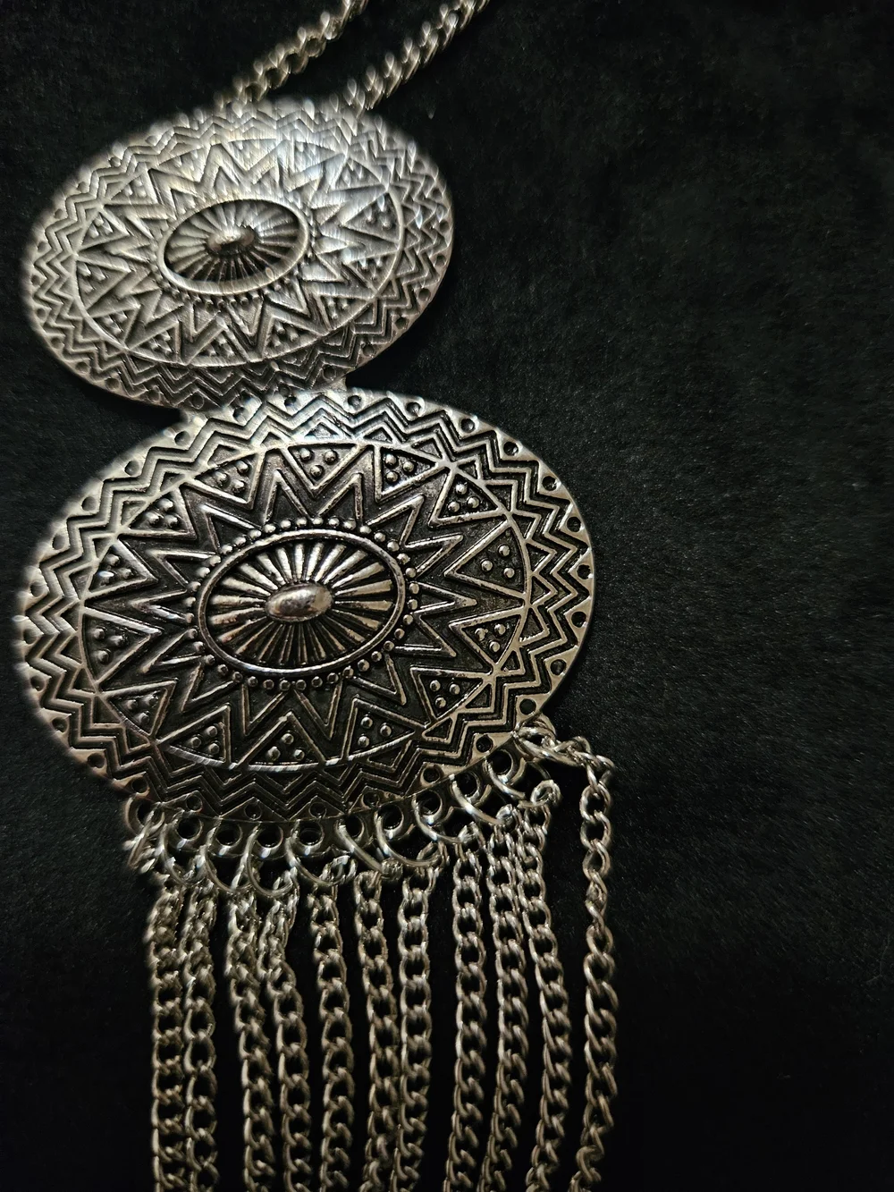 paparazzi Silver Double Medallion Fringe Necklace